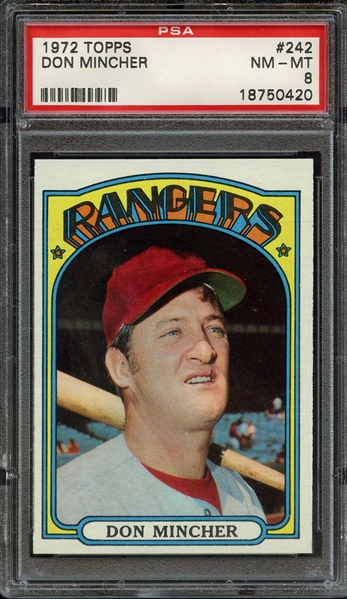 1972 TOPPS 242 DON MINCHER PSA NM-MT 8