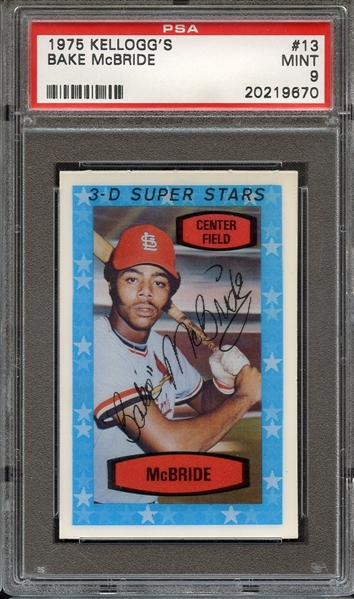 1975 KELLOGG'S 13 BAKE McBRIDE PSA MINT 9