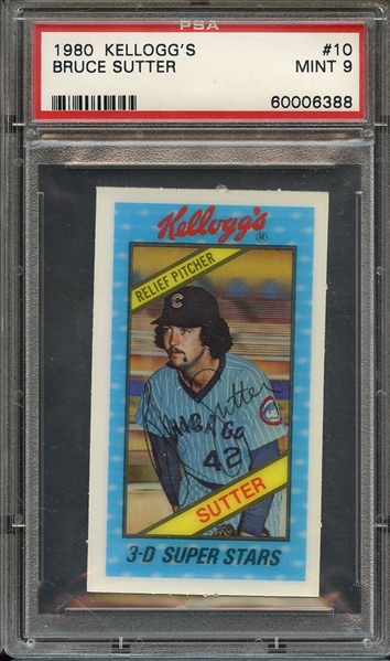 1980 KELLOGG'S 10 BRUCE SUTTER PSA MINT 9