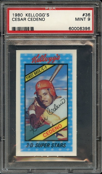 1980 KELLOGG'S 36 CESAR CEDENO PSA MINT 9