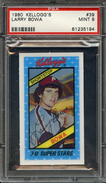 1980 KELLOGG'S 39 LARRY BOWA PSA MINT 9