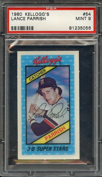 1980 KELLOGG'S 54 LANCE PARRISH PSA MINT 9