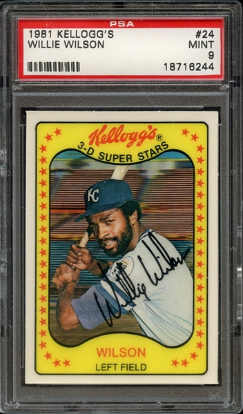 1981 KELLOGG'S 24 WILLIE WILSON PSA MINT 9