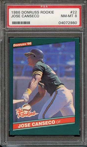 1986 DONRUSS ROOKIES 22 JOSE CANSECO PSA NM-MT 8