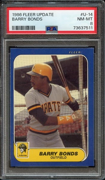 1986 FLEER UPDATE U-14 BARRY BONDS PSA NM-MT 8