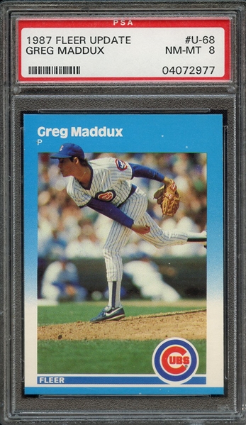 1987 FLEER UPDATE U-68 GREG MADDUX PSA NM-MT 8