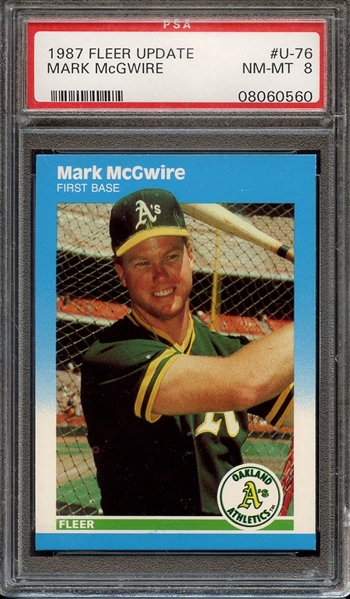 1987 FLEER UPDATE U-76 MARK McGWIRE PSA NM-MT 8