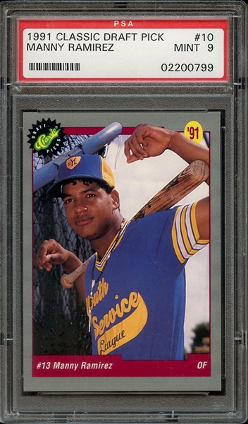 1991 CLASSIC DRAFT PICKS 10 MANNY RAMIREZ DRAFT PICKS PSA MINT 9