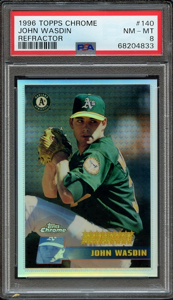 1996 TOPPS CHROME 140 JOHN WASDIN REFRACTOR PSA NM-MT 8