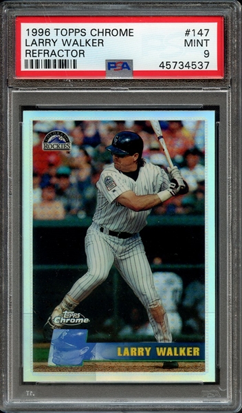 1996 TOPPS CHROME 147 LARRY WALKER REFRACTOR PSA MINT 9