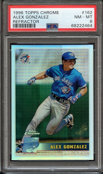 1996 TOPPS CHROME 162 ALEX GONZALEZ REFRACTOR PSA NM-MT 8