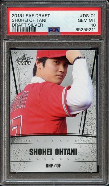 2018 LEAF DRAFT OHTANI DRAFT SILVER DS-01 SHOHEI OHTANI DRAFT SILVER PSA GEM MT 10