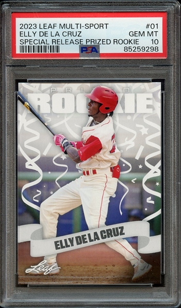 2023 LEAF MULTI-SPORT SPECIAL RELEASE PRIZED ROOKIE 01 ELLY DE LA CRUZ PSA GEM MT 10