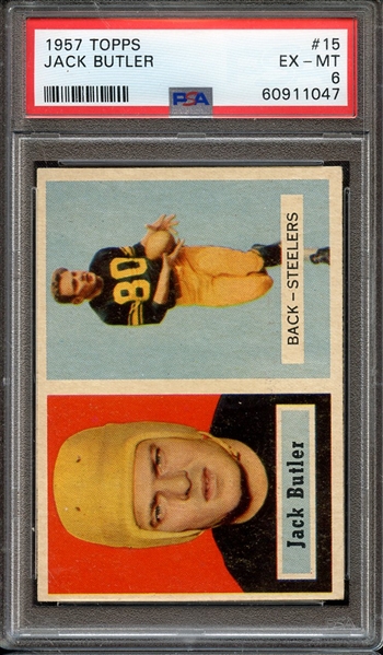 1957 TOPPS 15 JACK BUTLER PSA EX-MT 6