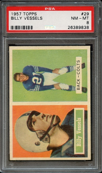 1957 TOPPS 29 BILLY VESSELS PSA NM-MT 8