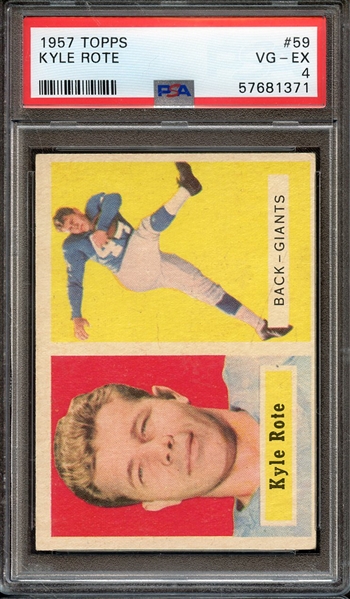 1957 TOPPS 59 KYLE ROTE PSA VG-EX 4