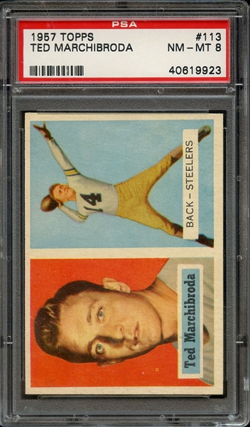 1957 TOPPS 113 TED MARCHIBRODA PSA NM-MT 8