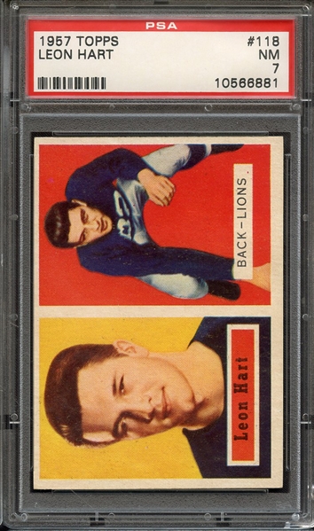 1957 TOPPS 118 LEON HART PSA NM 7