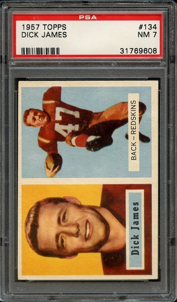 1957 TOPPS 134 DICK JAMES PSA NM 7