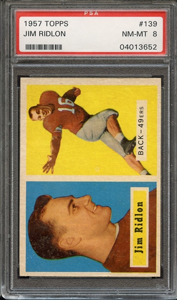 1957 TOPPS 139 JIM RIDLON PSA NM-MT 8