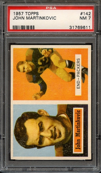 1957 TOPPS 142 JOHN MARTINKOVIC PSA NM 7