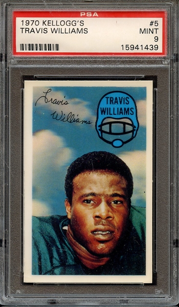 1970 KELLOGG'S 5 TRAVIS WILLIAMS PSA MINT 9