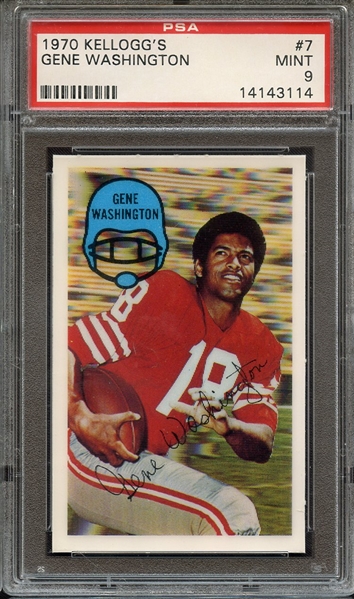 1970 KELLOGG'S 7 GENE WASHINGTON PSA MINT 9