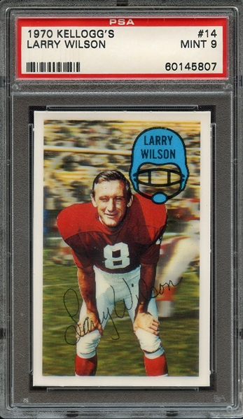 1970 KELLOGG'S 14 LARRY WILSON PSA MINT 9