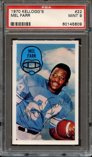 1970 KELLOGG'S 22 MEL FARR PSA MINT 9