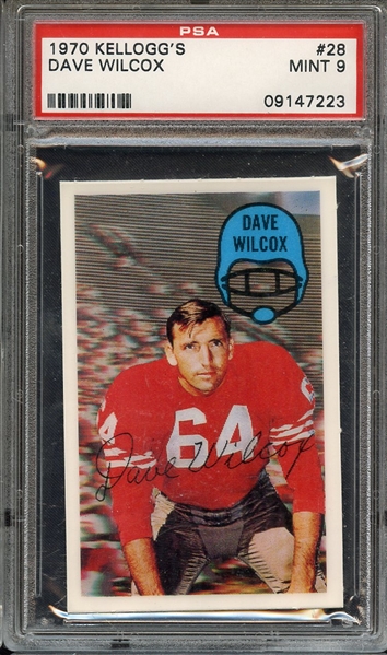 1970 KELLOGG'S 28 DAVE WILCOX PSA MINT 9