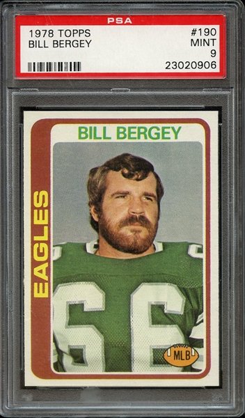 1978 TOPPS 190 BILL BERGEY PSA MINT 9