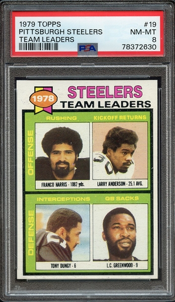 1979 TOPPS 19 PITTSBURGH STEELERS TEAM LEADERS PSA NM-MT 8