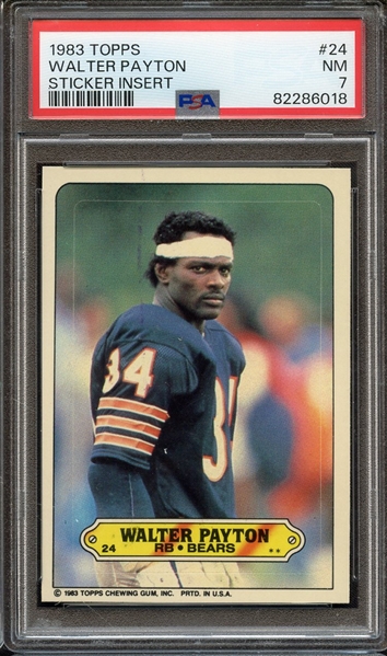 1983 TOPPS STICKERS INSERT 24 WALTER PAYTON STICKER INSERT PSA NM 7