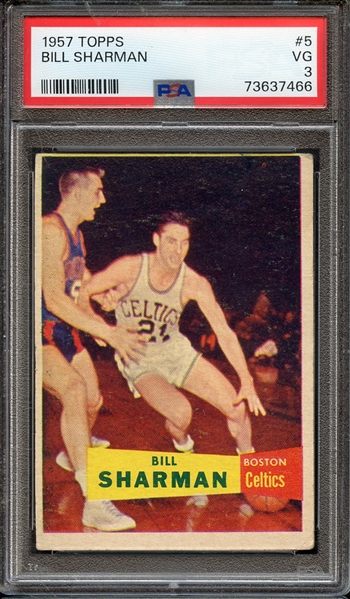 1957 TOPPS 5 BILL SHARMAN PSA VG 3