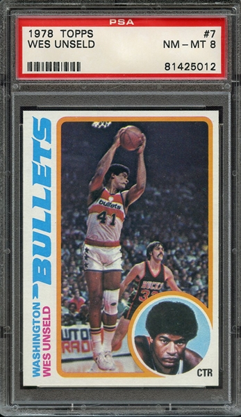 1978 TOPPS 7 WES UNSELD PSA NM-MT 8