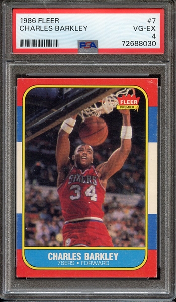 1986 FLEER 7 CHARLES BARKLEY PSA VG-EX 4