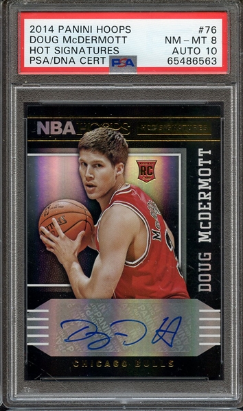 2014 PANINI HOOPS HOT SIGNATURES 76 DOUG MCDERMOTT PSA NM-MT 8 PSA/DNA AUTO 10