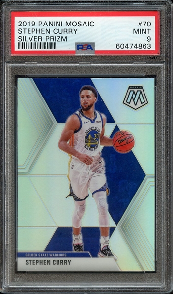 2019 PANINI MOSAIC 70 STEPHEN CURRY SILVER PRIZM PSA MINT 9