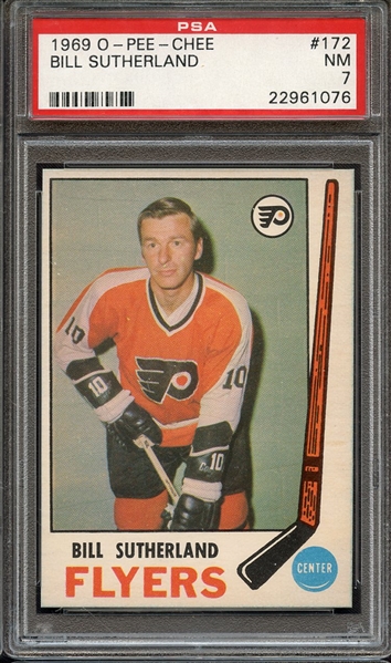 1969 O-PEE-CHEE 172 BILL SUTHERLAND PSA NM 7