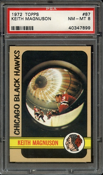 1972 TOPPS 87 KEITH MAGNUSON PSA NM-MT 8