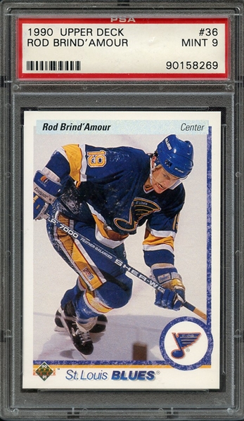 1990 UPPER DECK 36 ROD BRIND'AMOUR PSA MINT 9