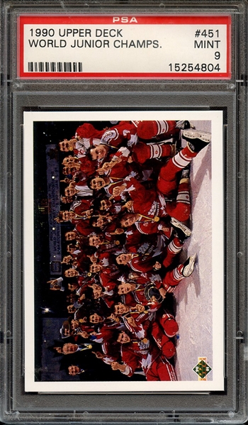 1990 UPPER DECK 451 WORLD JUNIOR CHAMPS. PSA MINT 9