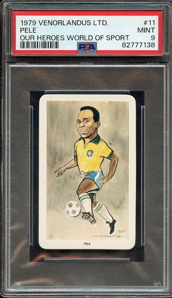 1979 VENORLANDUS LTD. OUR HEROES WORLD OF SPORT 11 PELE OUR HEROES WORLD OF SPORT PSA MINT 9