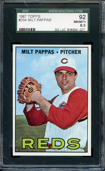 1967 TOPPS 254 MILT PAPPAS SGC NM/MT+ 92 / 8.5