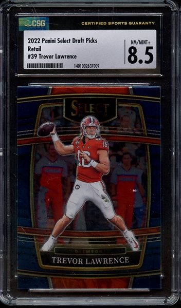 2022 PANINI SELECT DRAFT PICKS RETAIL 39 TREVOR LAWRENCE CGC NM-MT+ 8.5