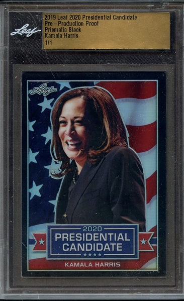 2019 LEAF 2020 PRESIDENTIAL CANDIDATE PRE-PRODUCTION PROOF PRISMATIC BLACK KAMALA HARRIS 1/1