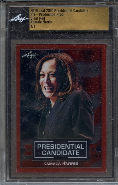 2019 LEAF 2020 PRESIDENTIAL CANDIDATE PRE-PRODUCTION PROOF CLEAR RED KAMALA HARRIS 1/1