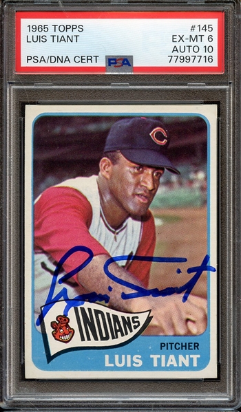 1965 TOPPS 145 SIGNED LUIS TIANI PSA EX-MT 6 PSA/DNA AUTO 10