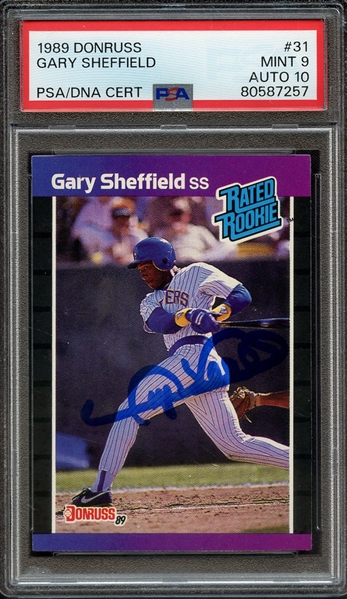 1989 DONRUSS 31 SINGED GARY SHEFFIELD PSA MINT 9 PSA/DNA AUTO 10