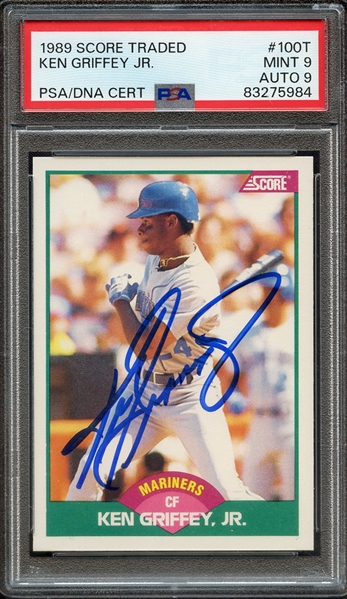 1989 SCORE TRADED 100T SIGNED KEN GRIFFEY JR PSA MINT 9 PSA/DNA AUTO 9